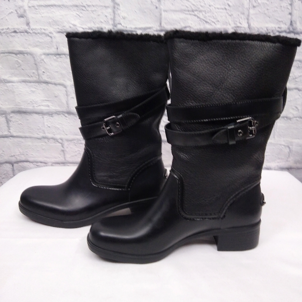 Coach Zena Leather Buckle Boots Size 10